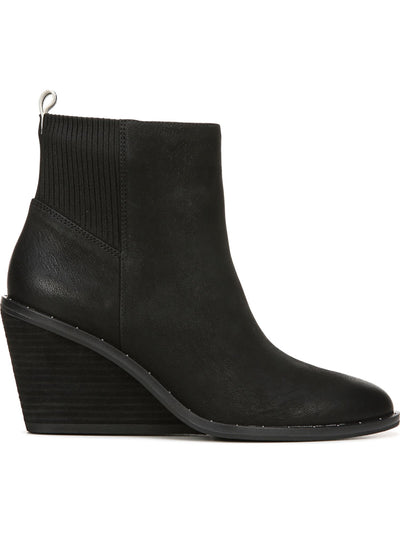 DR. SCHOLLS WORK Womens Black Side Stretch Panels Be Free Technology Studded Mania Almond Toe Wedge Slip On Booties 6 M