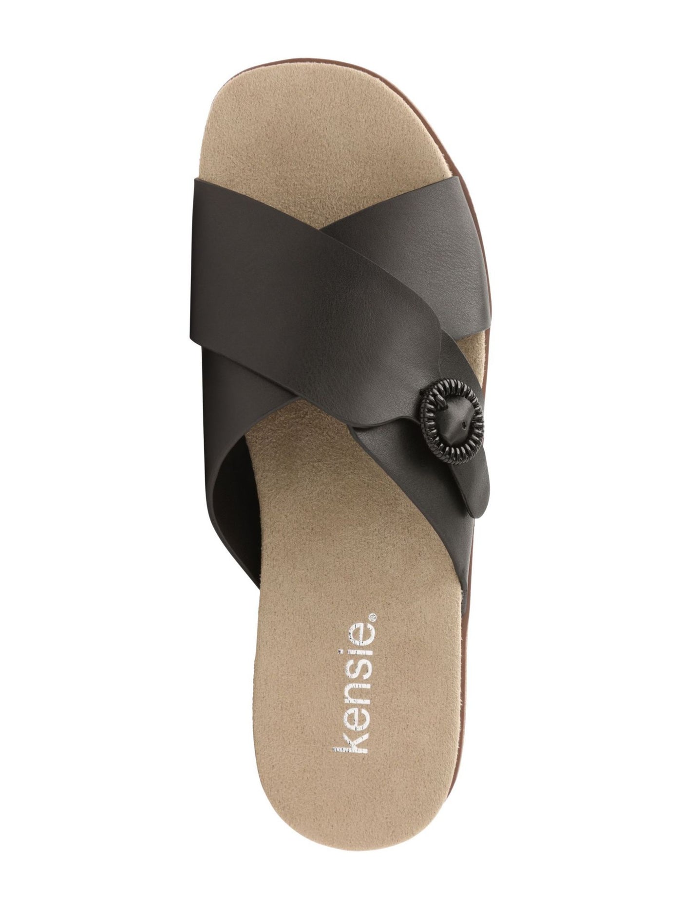 KENSIE Womens Black Crisscross Straps Metal Ornament Delicah Round Toe Slip On Slide Sandals Shoes 9.5 M