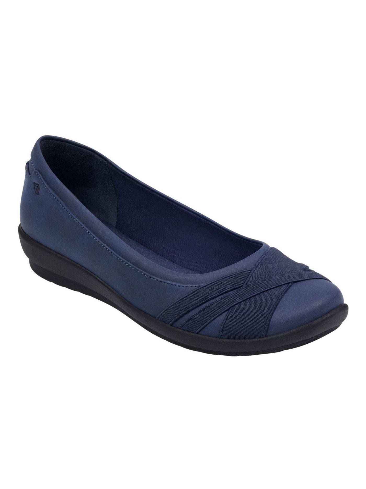 EASY SPIRIT Womens Blue Traction Sole Elastic At Toe Cushioned Logo Acasia Round Toe Wedge Slip On Flats 7 M