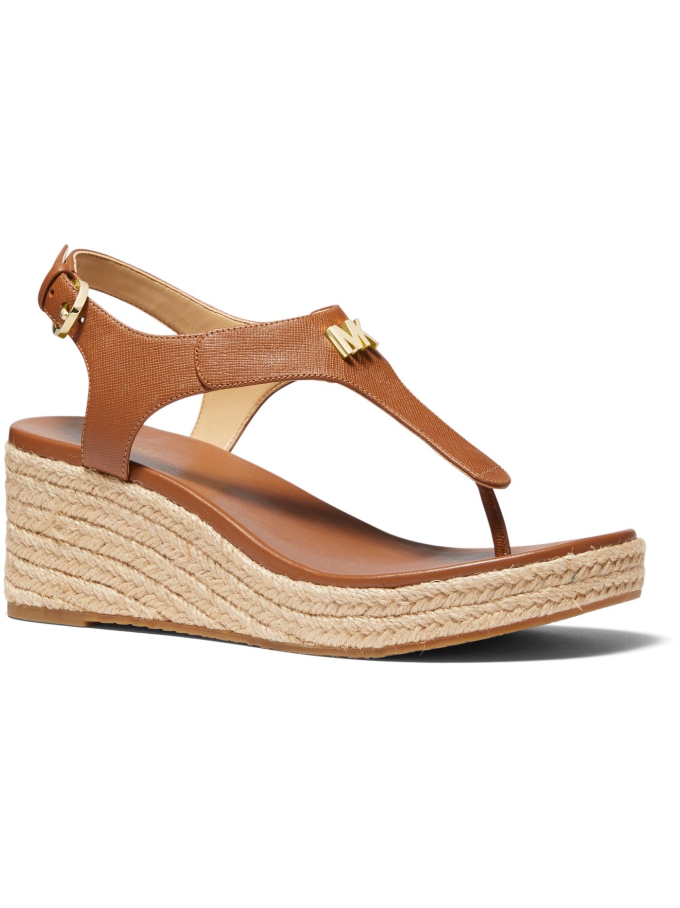 MICHAEL MICHAEL KORS Womens Brown 1" Platform Padded T-Strap Laney Round Toe Wedge Buckle Espadrille Shoes 6.5 M