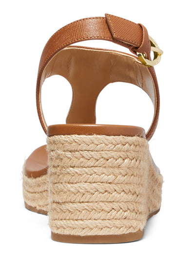 MICHAEL MICHAEL KORS Womens Brown 1" Platform Padded T-Strap Laney Round Toe Wedge Buckle Espadrille Shoes 6.5 M