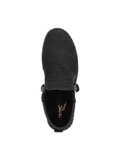 EASY STREET Womens Black 1/2" Platform Padded Comfort Shalina Round Toe Wedge Leather Booties 7 M