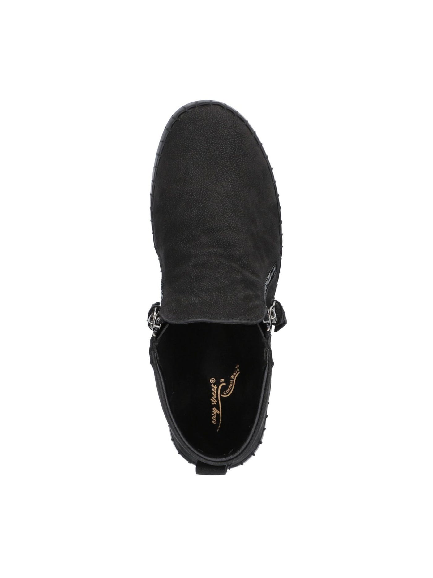 EASY STREET Womens Black 1/2" Platform Padded Comfort Shalina Round Toe Wedge Leather Booties 6.5 M