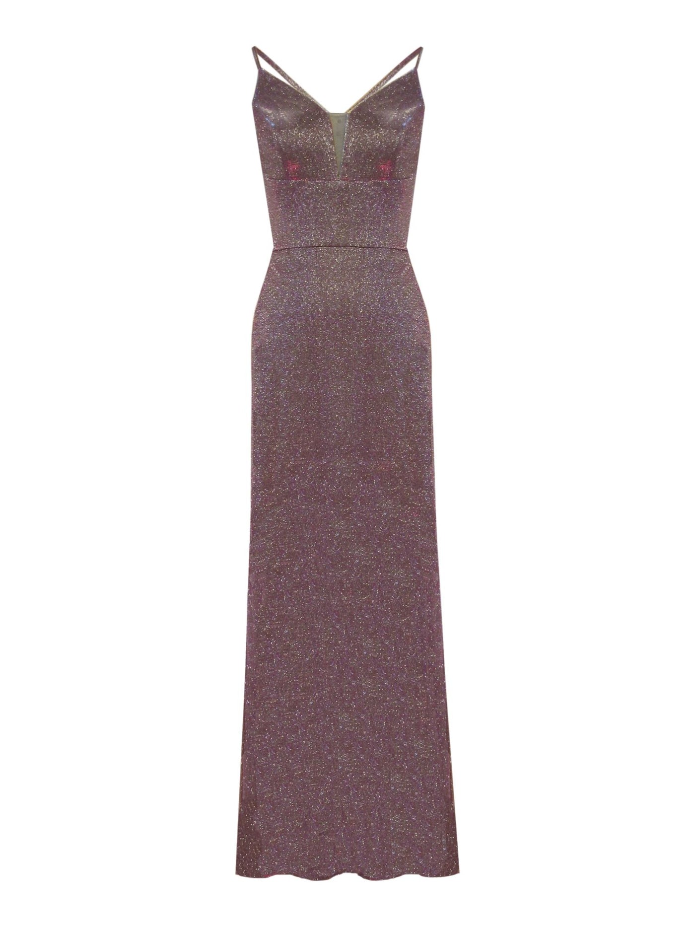 MORGAN & CO Womens Purple Glitter Spaghetti Strap Sweetheart Neckline Full-Length Evening Sheath Dress Plus 14W