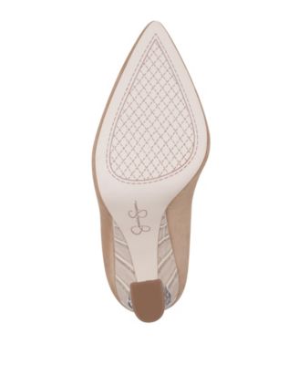 JESSICA SIMPSON Womens Almond Beige Reptile Accents Cushioned Accie Pointed Toe Block Heel Slip On Leather Dress Pumps Shoes M