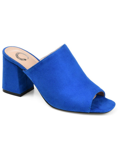 JOURNEE COLLECTION Womens Blue Padded Comfort Adelaide Square Toe Block Heel Slip On Slide Sandals 5.5 M