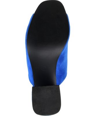 JOURNEE COLLECTION Womens Blue Padded Comfort Adelaide Square Toe Block Heel Slip On Slide Sandals Shoes M