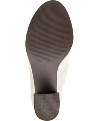 JOURNEE COLLECTION Womens Ivory Comfort Sequoia Almond Toe Block Heel Zip-Up Slouch Boot