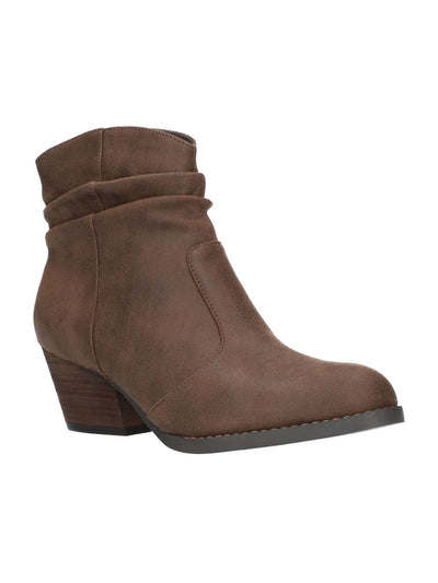 BELLA VITA Womens Brown Western Padded Helena Round Toe Block Heel Zip-Up Slouch Boot 9 W