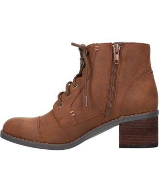 BELLA VITA Womens Brown Lace-Up Padded Adjustable Sarina Round Toe Stacked Heel Zip-Up Booties 6.5 M