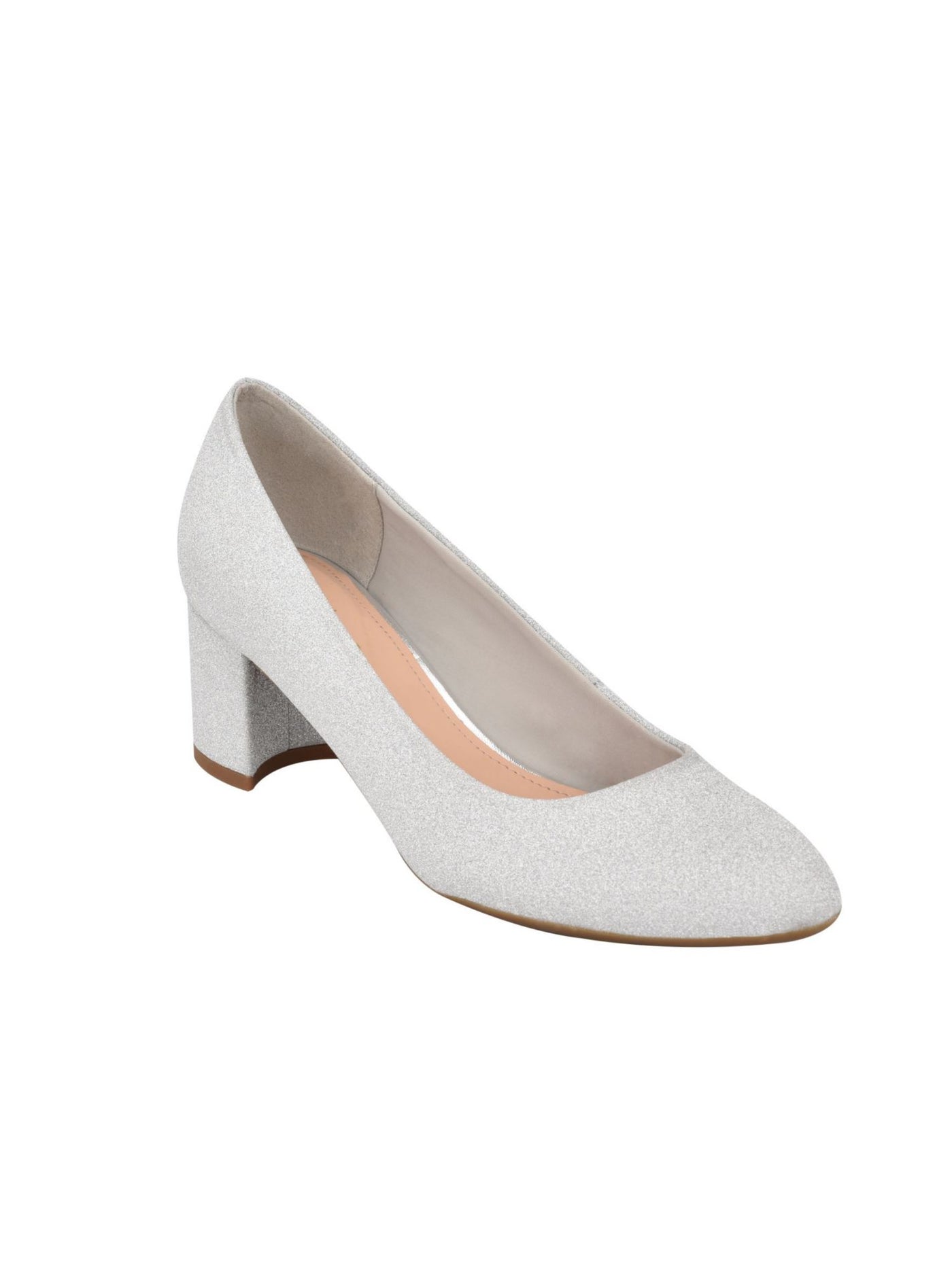 EVOLVE Womens Silver Glitter Padded Robin3 Almond Toe Block Heel Slip On Pumps Shoes 9 M