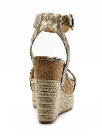 ADRIENNE VITTADINI Womens Brown Cushioned Cari Almond Toe Wedge Buckle Dress Sandals Shoes 9.5