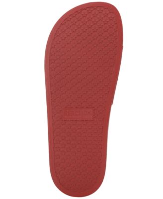 REACTION KENNETH COLE Mens Red Mixed Media Contoured Footbed Perforated Screen Open Toe Slip On Slide Sandals Shoes M