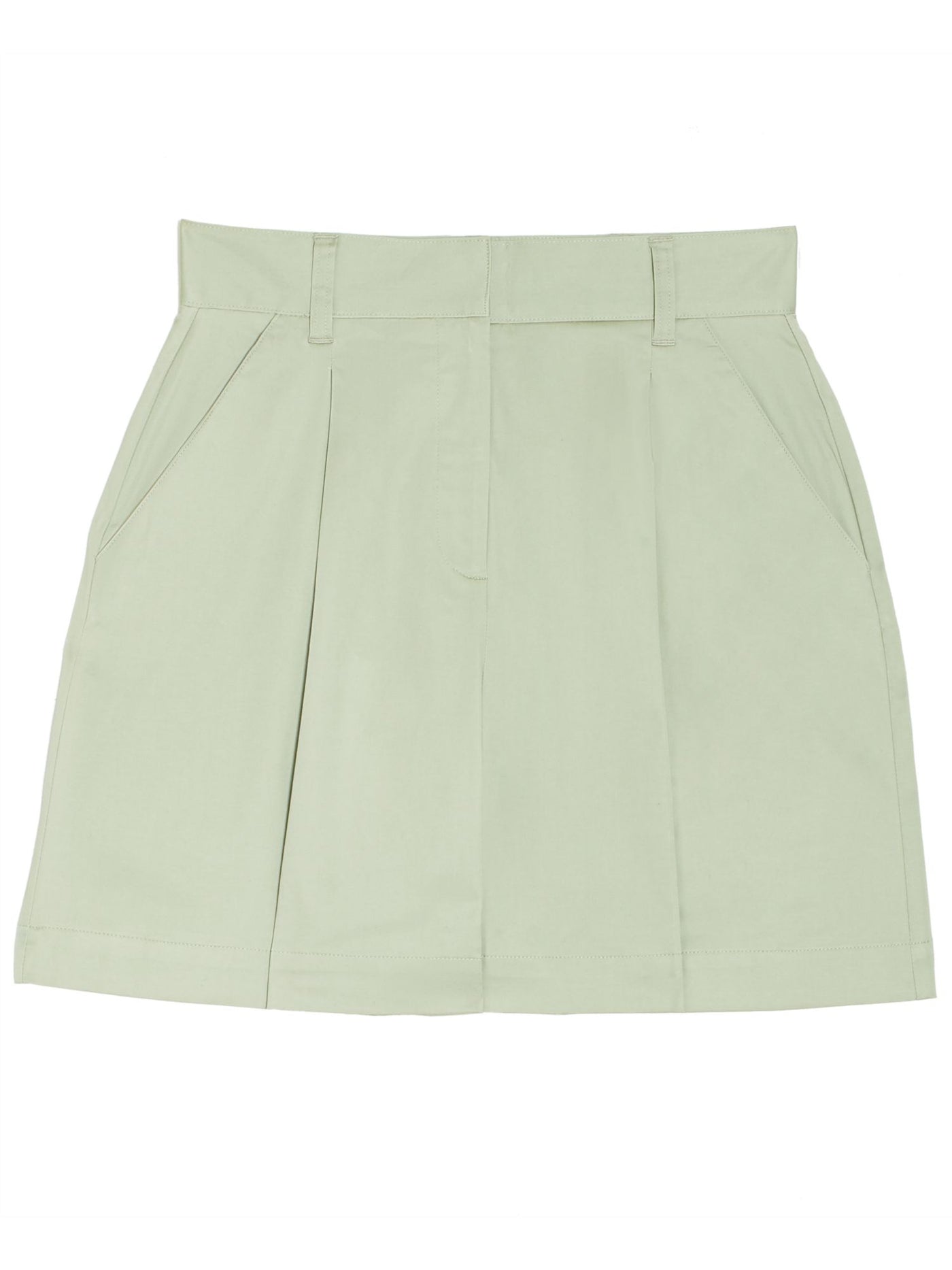 DANIELLE BERNSTEIN Womens Green Pleated Pocketed Poplin High Waist Shorts 14