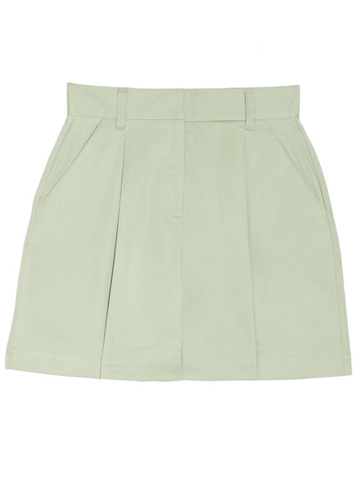 DANIELLE BERNSTEIN Womens Green Pleated Pocketed Poplin High Waist Shorts 10