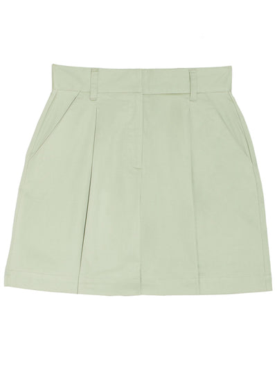 DANIELLE BERNSTEIN Womens Green Pleated Pocketed Poplin High Waist Shorts 16