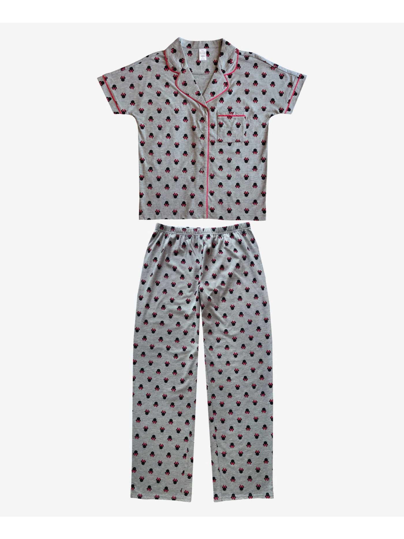 HYBRID APPAREL Intimates Gray Collared Pocketed Contrast Piping Trim Sleep Shirt Pajama Top S