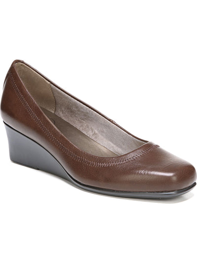 LIFE STRIDE Womens Brown Comfort Groovy Square Toe Wedge Slip On Pumps Shoes 7 M