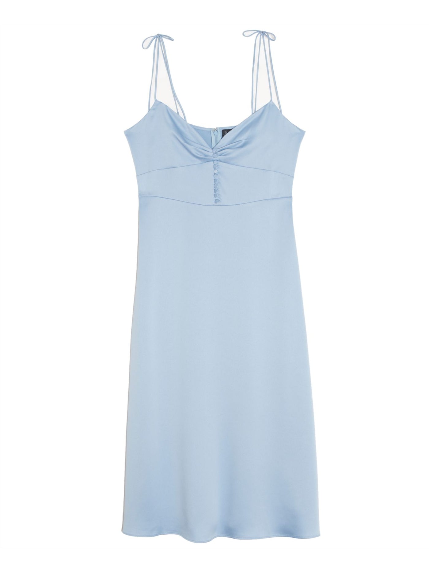 DANIELLE BERNSTEIN Womens Light Blue Zippered Spaghetti Strap Sweetheart Neckline Midi Evening Shift Dress 10