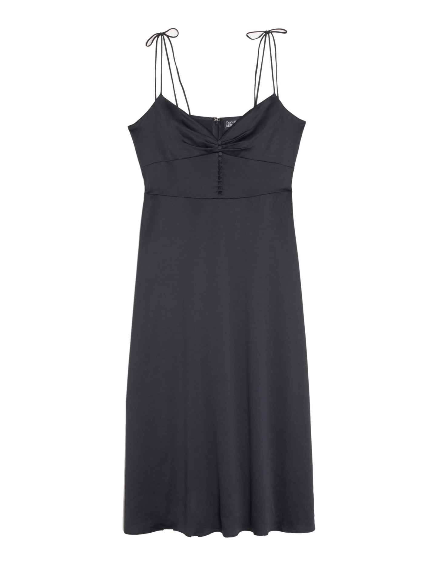 danielle bernstein satin midi dress Danielle Bernstein Black Satin V-Neck Midi Dress Size 8 NWT