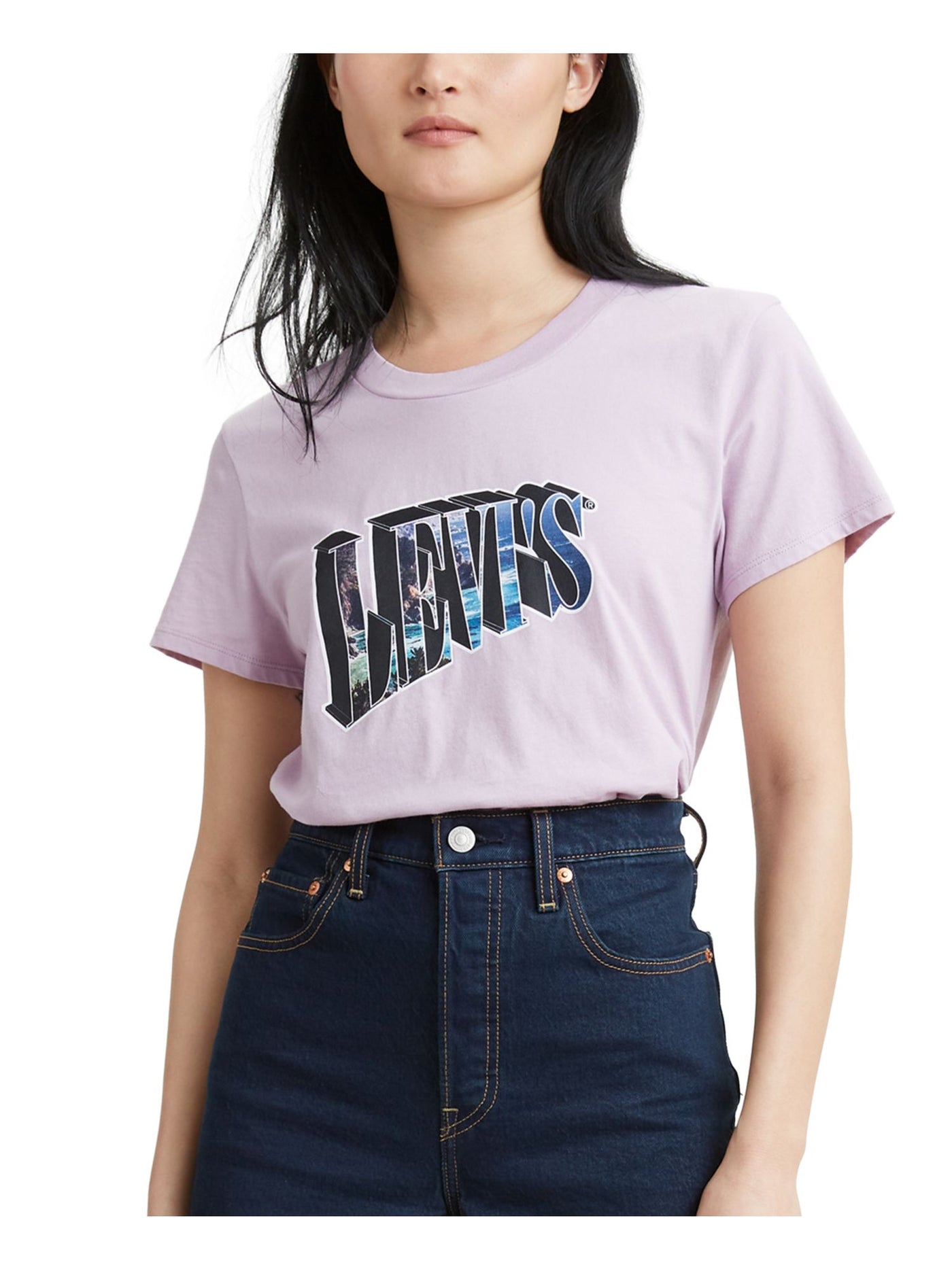 LEVI'S Womens Purple Short Sleeve Crew Neck Top L