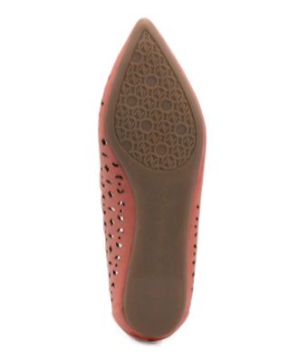 ADRIENNE VITTADINI Womens Orange Laser Cut Scalloped Padded Forst Pointed Toe Slip On Flats Shoes M