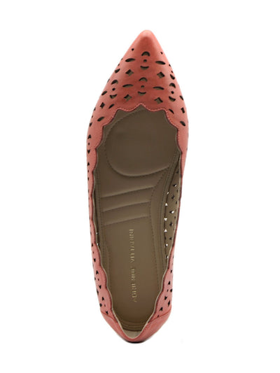 ADRIENNE VITTADINI Womens Orange Laser Cut Scalloped Padded Forst Pointed Toe Slip On Flats 9.5 M