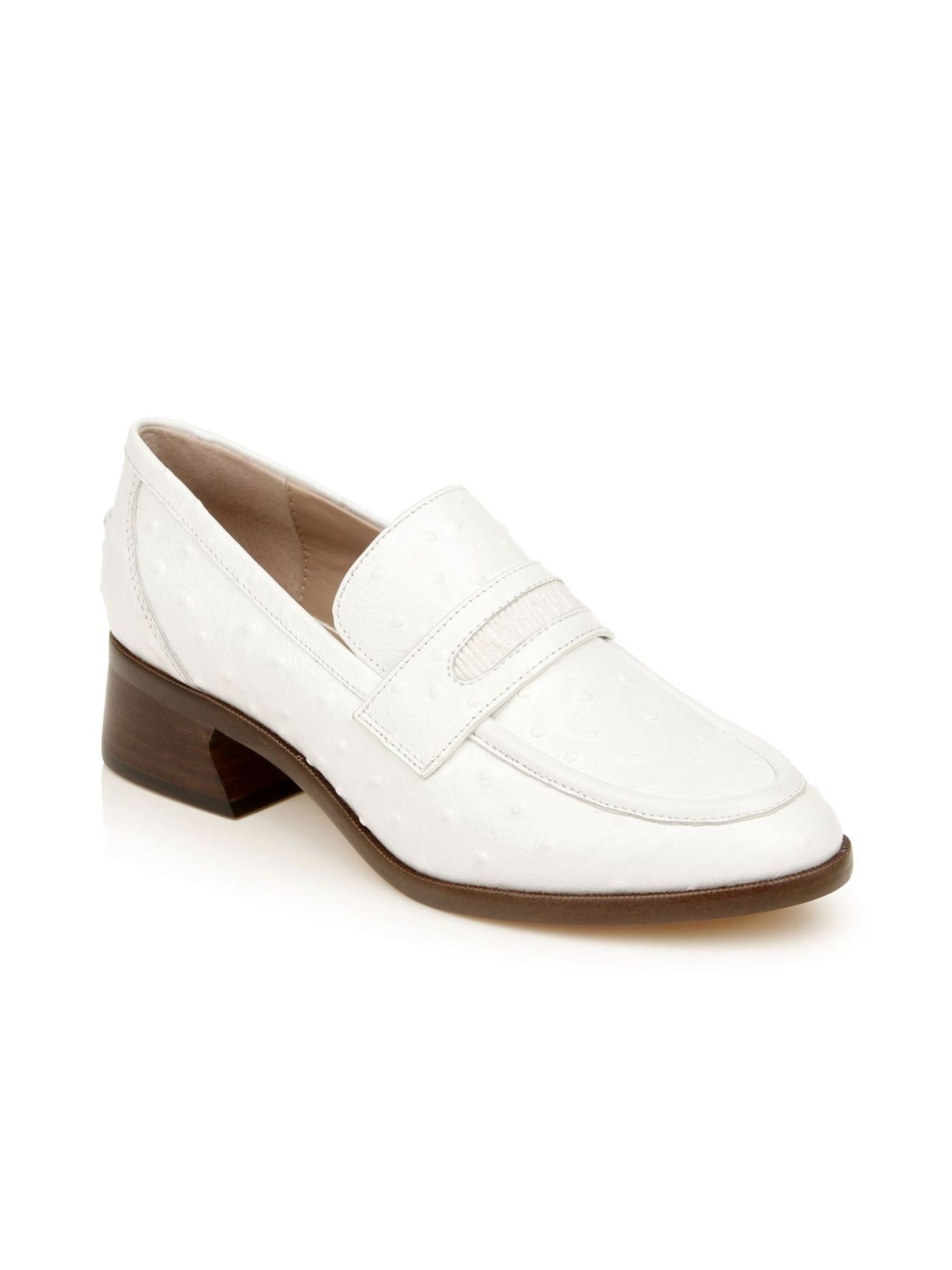 ZAC ZAC POSEN Womens White Polka Dot Cushioned Comfort Wayne Almond Toe Block Heel Slip On Leather Heeled Loafers 7.5 M