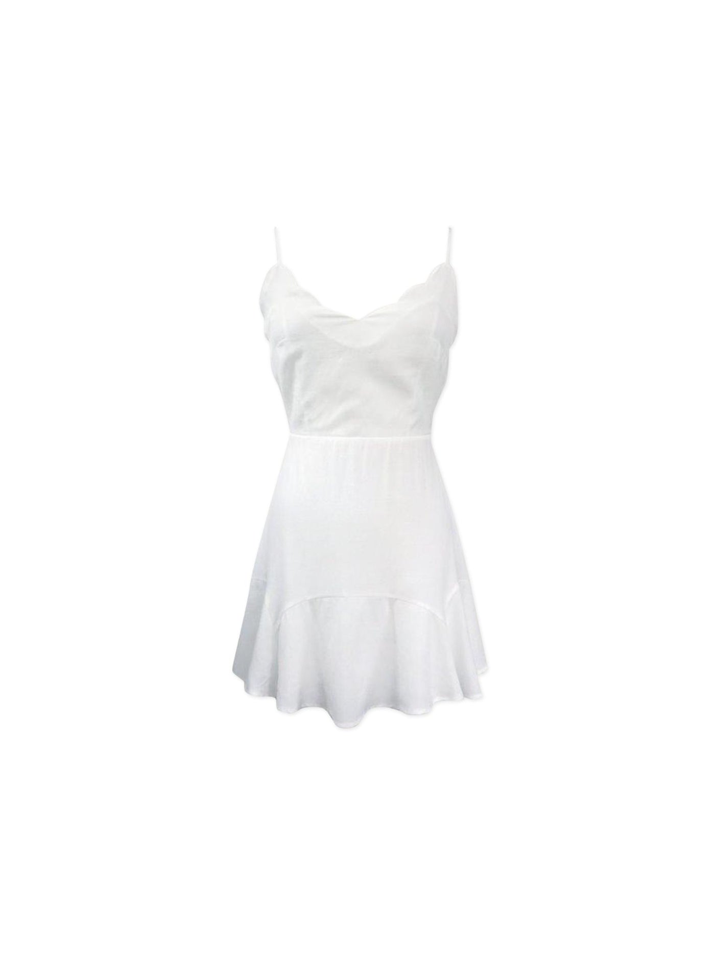 TRIXXI Womens White Spaghetti Strap V Neck Short Fit + Flare Dress Juniors S