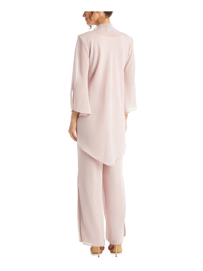 R&M RICHARDS Womens Pink Sheer Split 3/4 Sleeves Open Front Wear To Work Cardigan 14