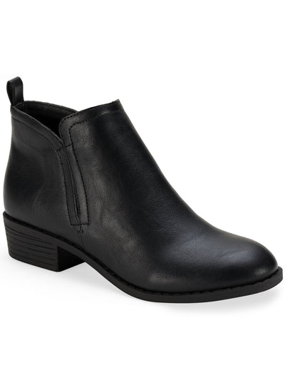 SUN STONE Womens Black Heel Pull-Tab Cushioned Slip Resistant Goring Cadee Round Toe Block Heel Zip-Up Booties 11 M