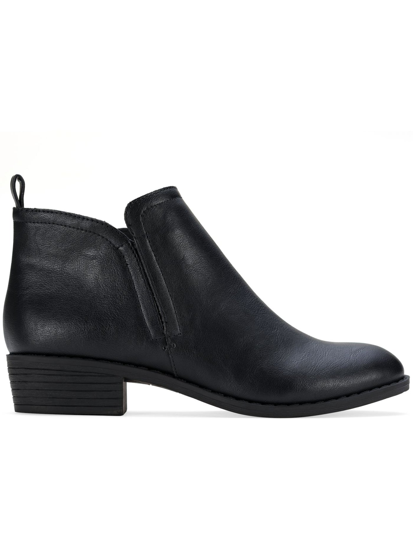 SUN STONE Womens Black Heel Pull-Tab Cushioned Slip Resistant Goring Cadee Round Toe Block Heel Zip-Up Booties 6 M