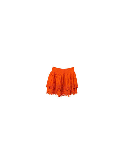 INC Womens Orange Lace Mini Ruffled Skirt S