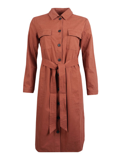 BARBOUR Womens Tie Long Sleeve Collared Midi Shirt Dress