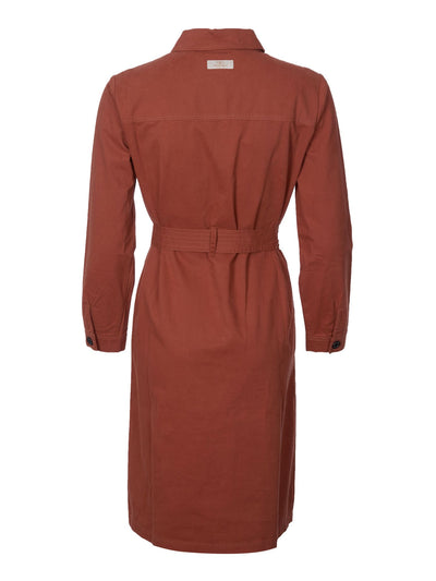 BARBOUR Womens Brown Tie Long Sleeve Collared Midi Shirt Dress 6