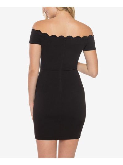 B DARLIN Womens Black Zippered Envelope Hem Asymmetrical Neckline Mini Party Body Con Dress Juniors 7\8