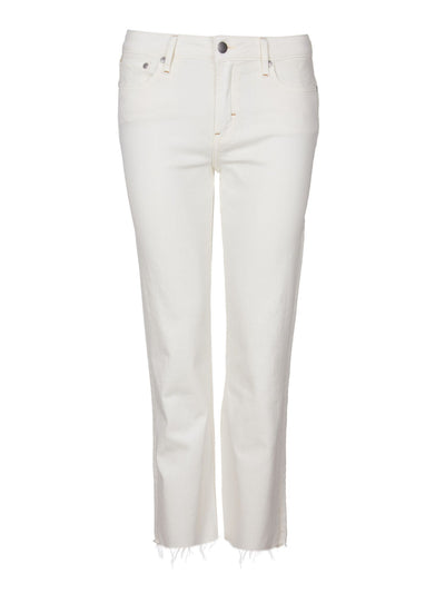 BARBOUR Womens Ivory Frayed Pocketed Zipper-button Closure Straight leg Pants 14R