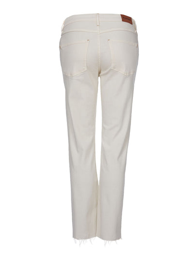 BARBOUR Womens Ivory Frayed Pocketed Zipper-button Closure Straight leg Pants 14R