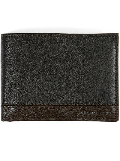 PERRY ELLIS Men's Black Color Block Leather Passport Case