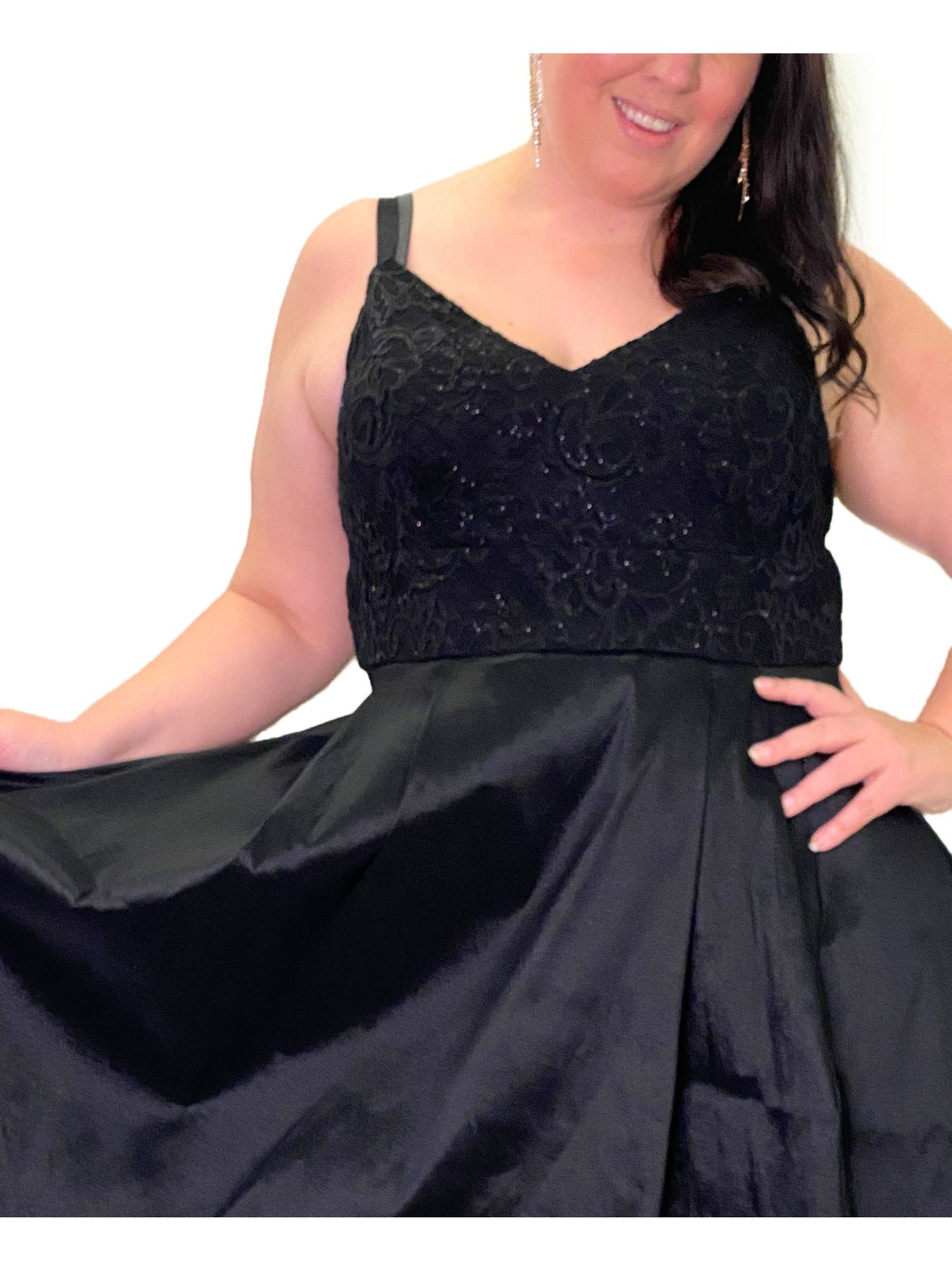 emerald sundae black dress Emerald Sundae Womens Black Sleeveless Knee Length Fit + Flare Dress Juniors 24