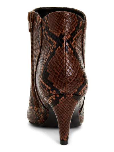 ALFANI Womens Brown Snake Skin Print Step N Flex Comfort Harpper Almond Toe Kitten Heel Zip-Up Booties 7 M