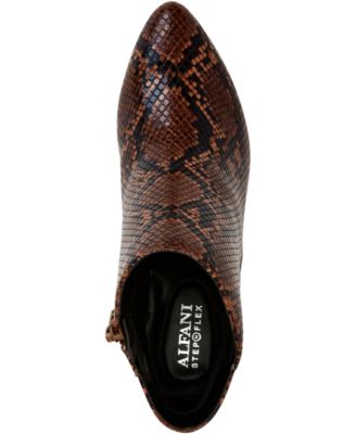 ALFANI Womens Brown Snake Skin Print Step N Flex Comfort Harpper Almond Toe Kitten Heel Zip-Up Booties 6.5 M