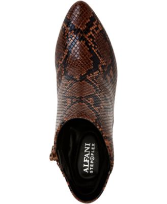 ALFANI Womens Brown Snake Skin Cushioned Comfort Harpper Almond Toe Kitten Heel Zip-Up Booties 5.5 M