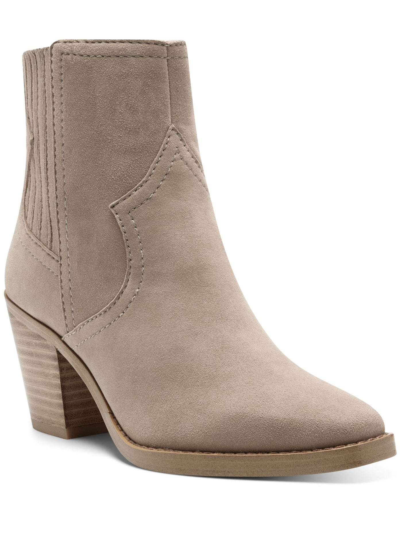 LUCKY BRAND Womens Beige Comfort Jaide Square Toe Block Heel Zip-Up Leather Western Boot 5.5 M