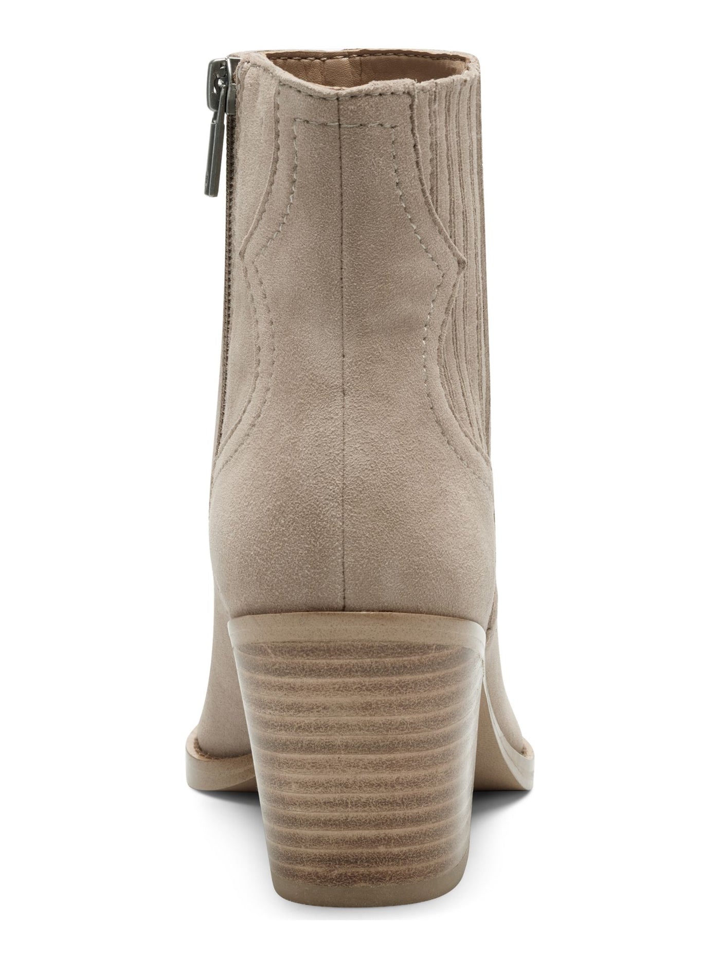 LUCKY BRAND Womens Beige Comfort Jaide Square Toe Block Heel Zip-Up Western Boot 8.5 M