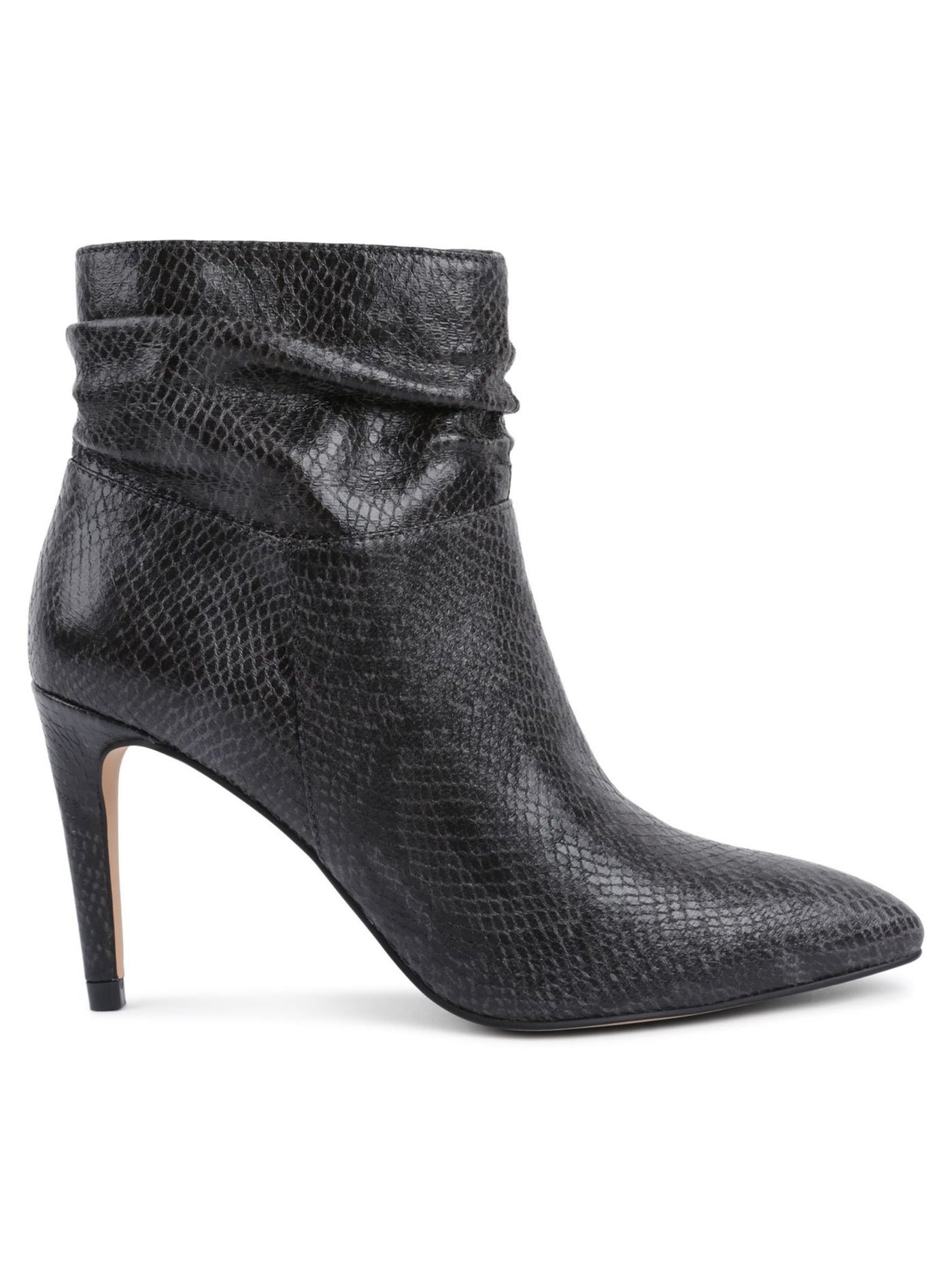 XOXO Womens Gray Snake Slouch Comfort Taylor Almond Toe Stiletto Zip-Up Booties 6.5 M