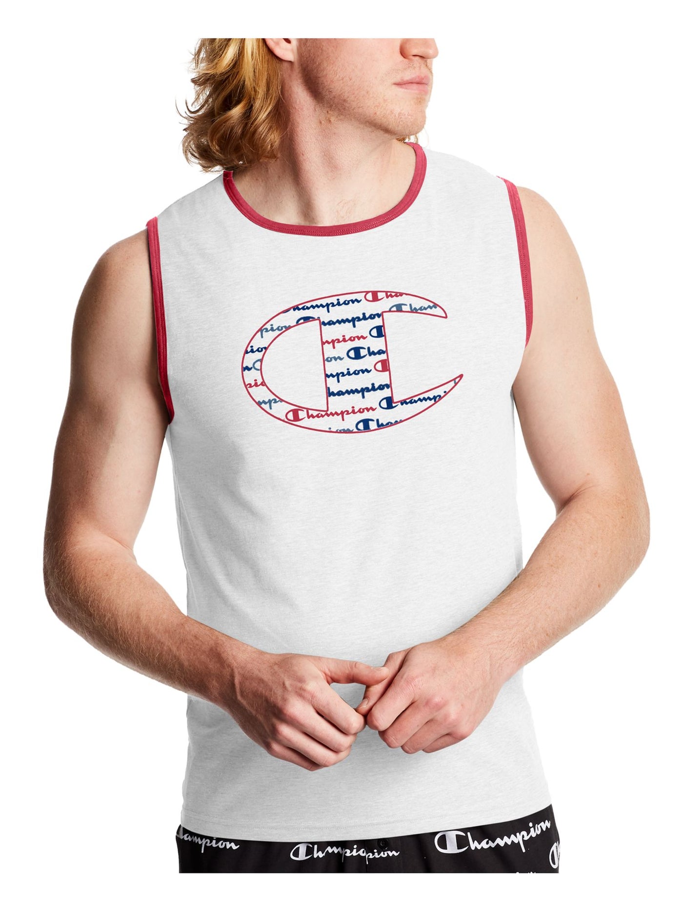 CHAMPION Mens White Crew Neck Tank Top L