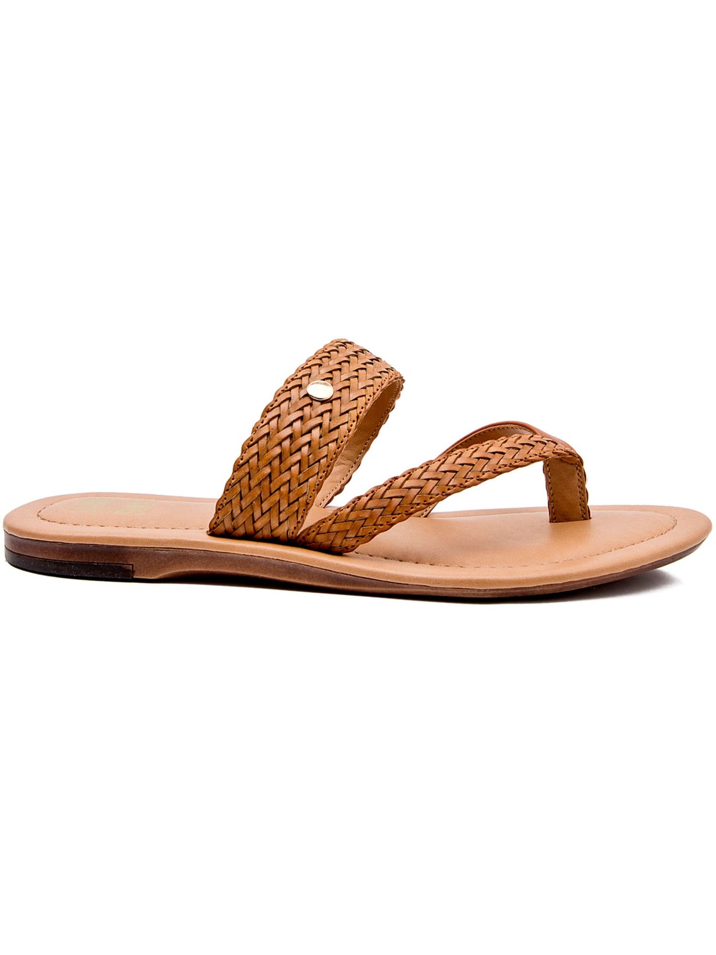 JANE AND THE SHOE Womens Brown Woven Braided Lola Round Toe Slip On Thong Sandals Shoes 6