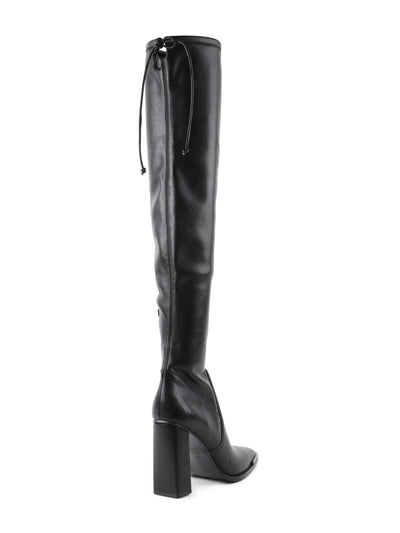 BCBGENERATION Womens Black Tie Metallic Adjustable Abanna Block Heel Zip-Up Dress Boots 9.5