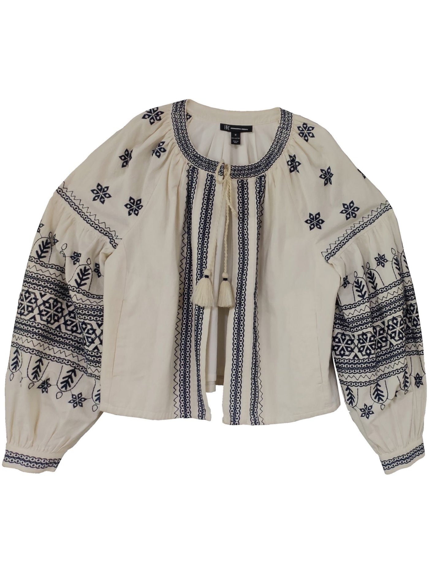 INC Womens Ivory Patterned Open Cardigan Top L